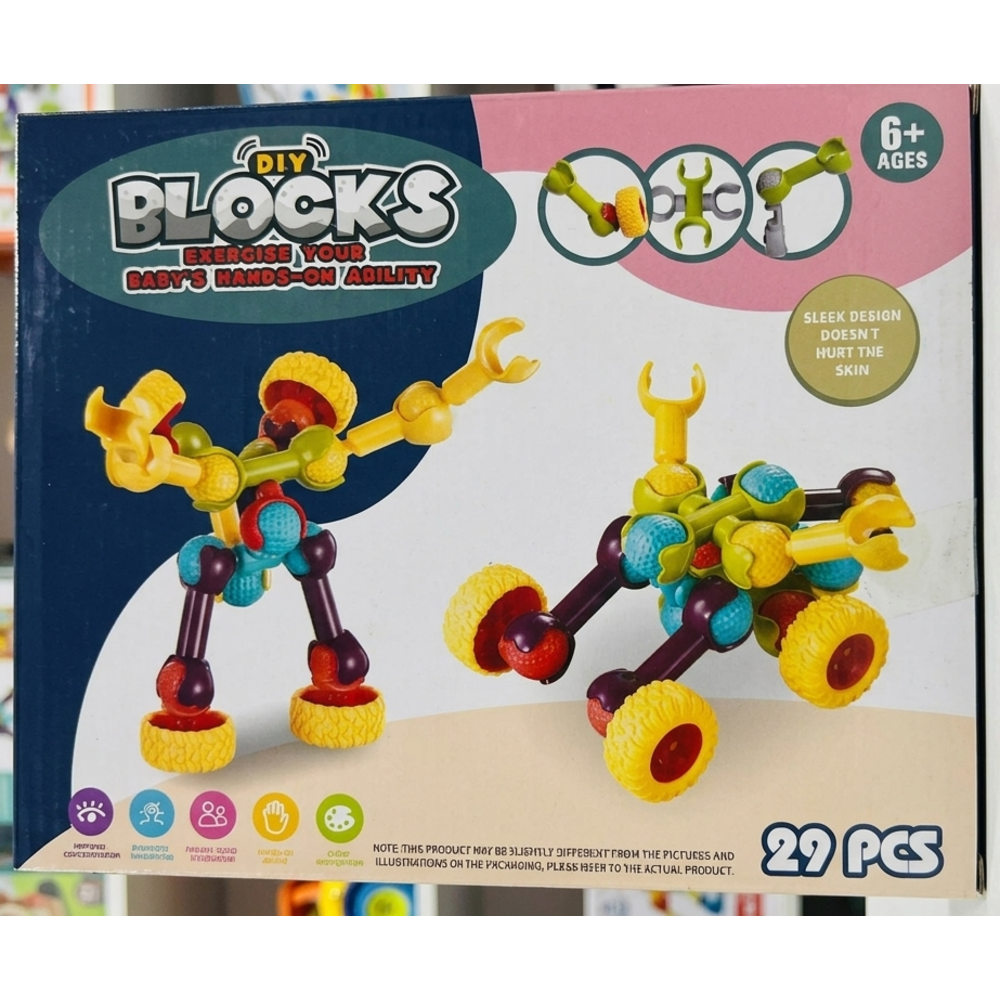 Hedgehog Bristle Blocks – 29 Piece Creative DIY Building Set