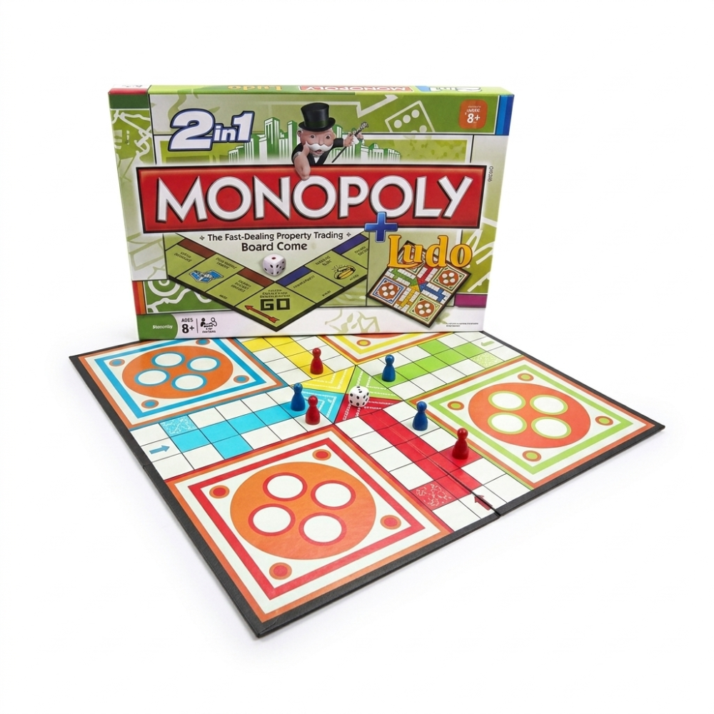 2-in-1 Ultimate Family Game Night: Monopoly & Ludo Deluxe Combo