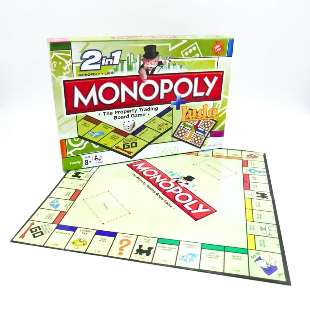 2-in-1 Ultimate Family Game Night: Monopoly & Ludo Deluxe Combo