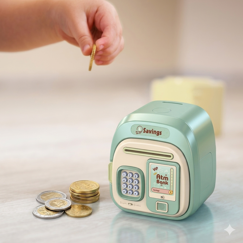 Electronic ATM Bank – Fingerprint & Password Secure Coin Box